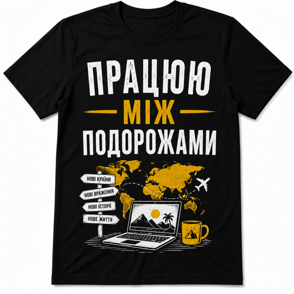 Футболка «Працюю, щоб подорожувати»