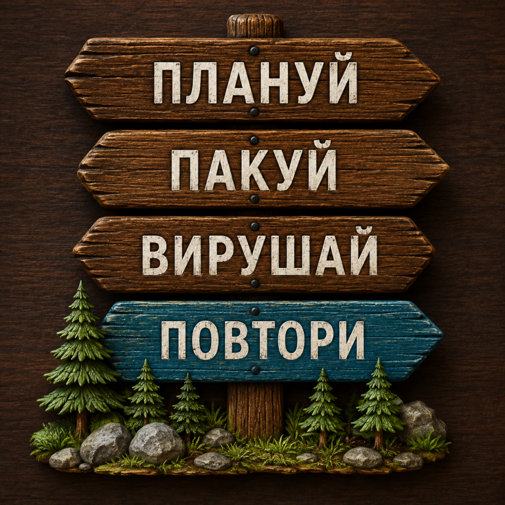 Магніт «Плануй. Пакуй. Вирушай. Повтори»