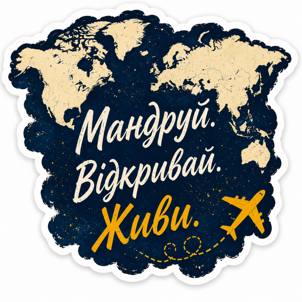Наклейка «Мандруй. Відкривай. Живи.»